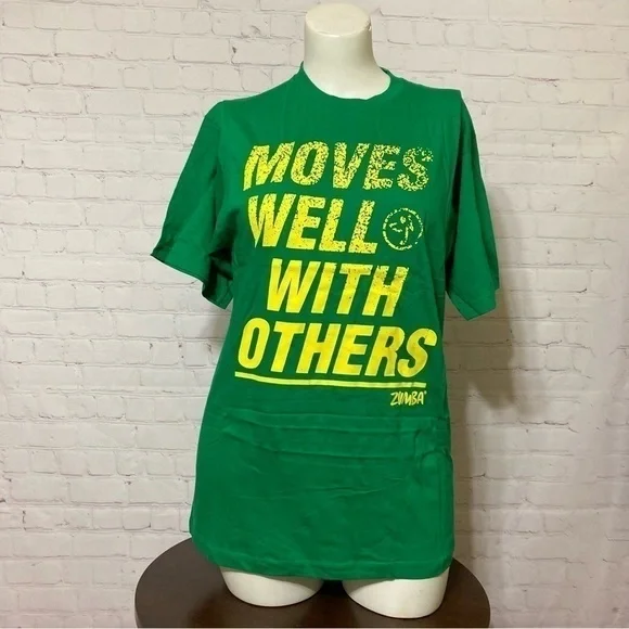 ZUMBA T-Shirt “MOVES WELL WITH OTHERS” customazible 100% cotton Large new - Picture 1 of 5